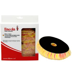 BOINA LÃ PIRULITO 6 SV LISTRA VERMELHA/AMARELA CORTE SEM INTERFACE PARA POLITRIZ ROTO ORBITAL - LINCOLN